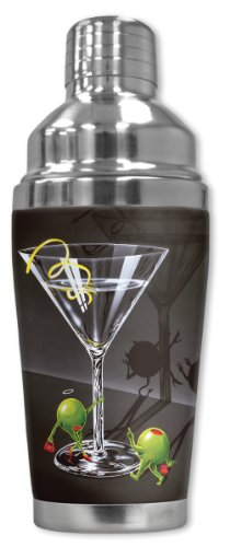 Mugzie "Michael Godard: He & She Devil" Cocktail Shaker With Insulated Wetsuit Cover, 16 Oz, Black #TOP2
