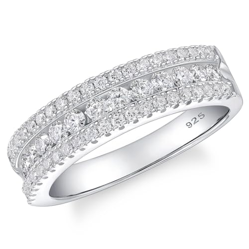 Moissanite Eternity Rings For Women D Color VVS1 Clarity Engagement Ring 925 Sterling Silver Sz 5-10