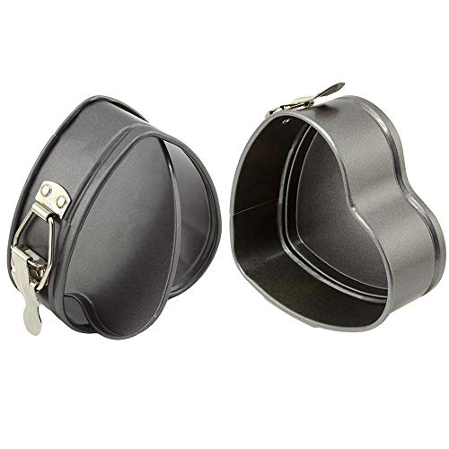 Ealek 2 Pack Heart Springform Pan, 4 Inches Heart Shape Mini Bakeware Cake Pan Non-Stick Cheesecake Pan Mould With Drop Bottom Bake Tools 4.5 X 4.2 Inch #TOP4
