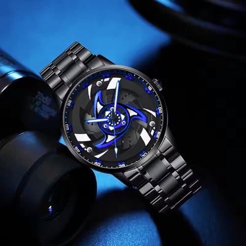 Image of GOLDENIZE FASHION Branded Men's Sport Quartz Watch Arrow Wheel Dial 360 Rotating Casual Fashion Stainless Steel Alloy Mens & Boy's Luxury Metal Gift Creative Watch