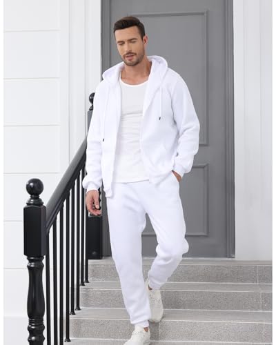 JIHUILAI Mens Tracksuit, Track Jackets and Pants 2 Piece Outfit Mens Hoodie Sweatsuit Full-Zip Fleece Jogger Set, S-3XL2