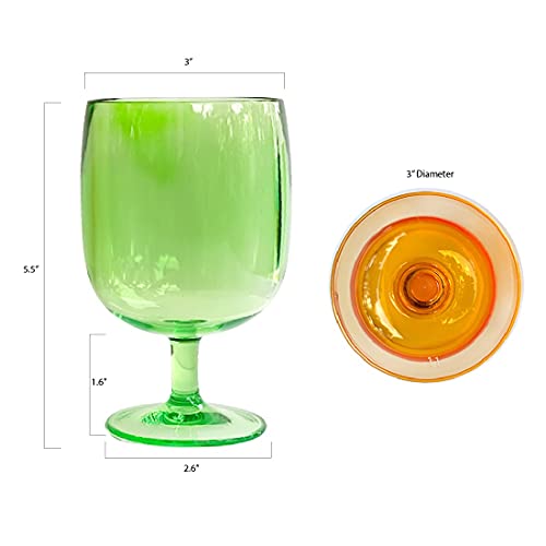 Lily's Home Set Of 8 Colors Unbreakable Poolside 12 Oz Acrylic Plastic Wine And Water Tumbler Stackable Goblets. Made Of Shatterproof Plastic And Ideal For Indoor And Outdoor Use, Reusable. #TOP3