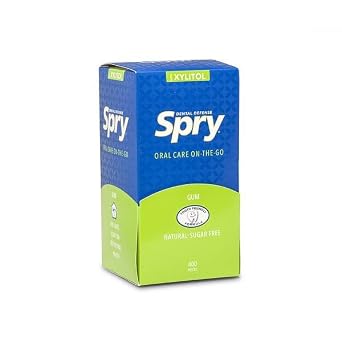 Spry Fresh Natural Xylitol Chewing Gum Dental Defense System - Aspartame-Free, Sugar-Free, Non-GMO, Gluten-Free 400 pieces (2 pieces/pack)