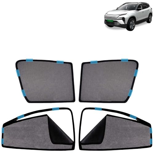 Image of KINGSWAY Car Sun Shade Curtains Only Compatible with Tata Harrier EV (2025 Onwards) | Front Window in Half Cut and Rear in Zipper (Magnetic) | UV & Heat Protection | Pack of 4 Pcs