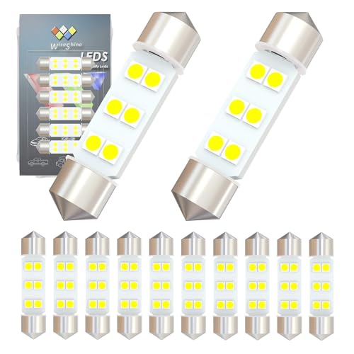 Wiseshine DC 24V 38mm 6418 6411 Festoon LED Bulb Extremely Super Bright 6000K White C5W Led Light Bulb for Truck Marine Boat Interior Reading Lights (Pack 12)