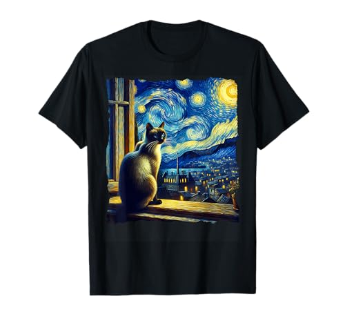 Cat Siamese Cat Starry Night Siamese T-Shirt