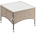 Produktbild Casaria Polyrattan Beistelltisch 58x 58x 42 cm Höhenverstellbare Füße 5mm Sicherheitsglas Wetterfest Gartentisch Balkontisch Kaffeetisch Outdoor Creme