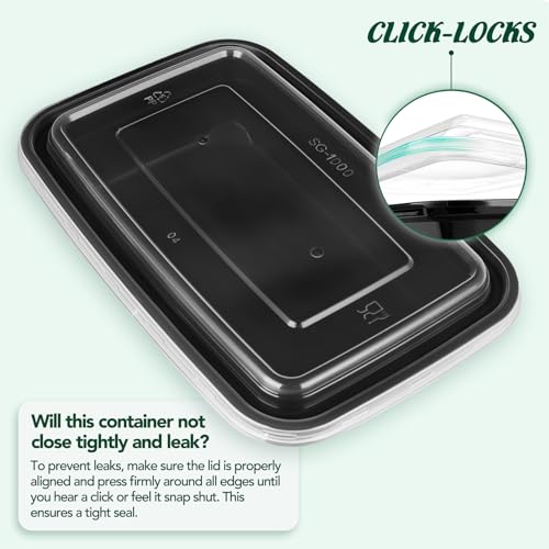Glotoch Meal Prep Containers 32oz 100 Pack(200 Piece) with Lids, Reusable 1-Compartment Food Storage Containers, Bento Lunch Boxes, Microwave/Freezer/Dishwasher Safe, BPA-Free Takeout Boxes by Glotoch Express - Image 9