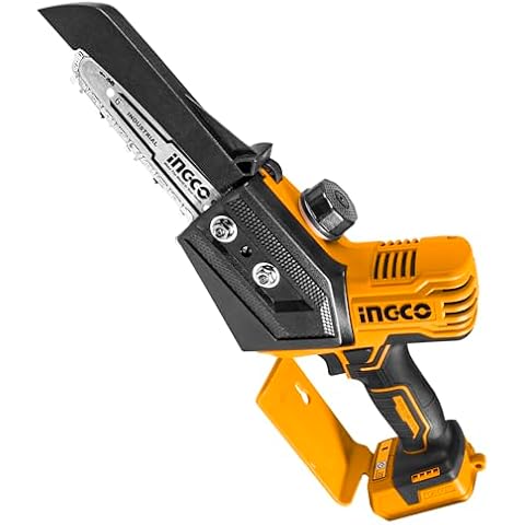INGCO 20V Lithium-Ion Brushless Mini Chain Saw 6 Inch Cordless One-Hand Mini Chain Saw Cover