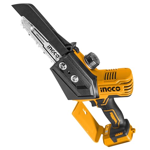 INGCO Mini motosierra sin escobillas de iones de litio de 20 V (solo cuerpo) de 6 pulgadas, mini motosierra inalámbrica con una sola mano para cortar madera, recortar ramas de árbol CGSLI2068