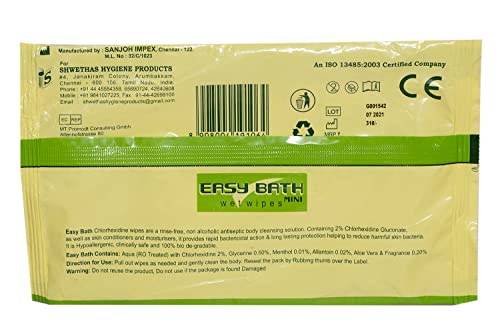 Image of Easy Bath Wipes | Extra Large 32x32 cm Wet Wipes Enriched with Aloe Vera | Gentle Cleansing Bathing Wipes for Adults & Elderly | 10 Wipes Per Pack | Combo of 2 Packs (Total 20 Wipes)