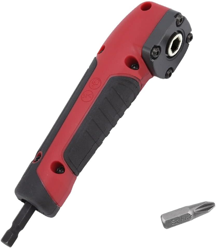 Saipe 90°Degree Right Angle Drill Adapter 1/4 Inch Right Angle Attachment Extension Screwdriver Socket Holder Drill Attachment for Impact Driver