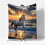 ZHXXFD Manta De Franela con Diseño De Caballo En 3D 100x130 Manta Cama 90 Invierno Gruesa Infantil Patrón Animales,Mantas Polares De Sofa Suave Y Cálida para Adultos Y Niños,A2