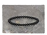  Pulsera de Turmalina negra de 4 mm de grado AAA, Joyería de Piedras Preciosas Naturales de Turmalina, Pulsera Negra de Protección, Buena Energía, Purificación y conexión con la madre Tierra