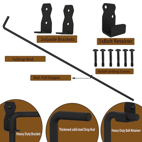 Image of Sdstone 36 Inch Heavy Duty Cane Bolt Gate Drop Rod,Gate Ground Latch Hardware for Wooden Fences,Metal Gates Doors Stopper for Gate Ground (Black Finish,1 Pack)