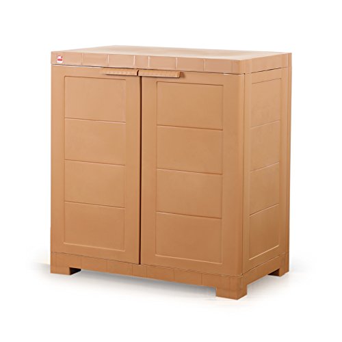 Image of Cello Novelty Compact Bookshelf, Sandalwood Brown | 2 Dustproof Doors | Space Saving Cupboard | Plastic Book Shelf | Multipurpose Book Shelf for Home, Office | Book Organizer for Library