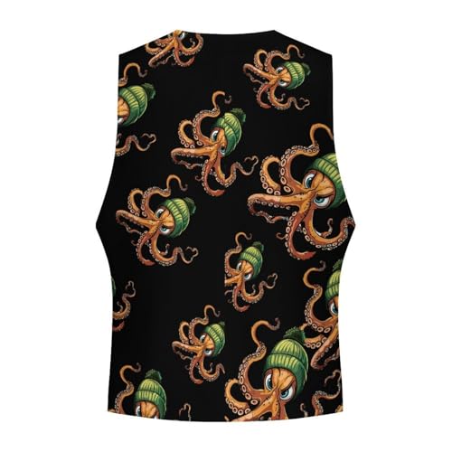 Cephalopod Octopus Men's Suit Vest Waistcoat Vests Formal Dress with 2 Pockets for Business Casual Tuxedo4