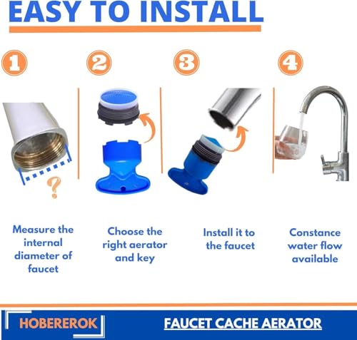 Cnhidee MZQPQ-001 4 Pieces Faucet Cache Aerators With Faucet Aerator Removal Tool 18.5 Mm Water Saving Flow Restrictor Set Replacement Part For Bathroom Or Kitchen Faucet Aerator Replacement,Sink Aerator Replacement thumb #2