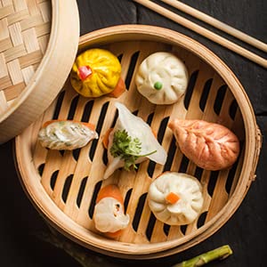 Cuiseur Vapeur En Bambou Traditionnel 30cm - 2 étages Avec Couvercle - Pour Dim Sum, Légumes, Poisson
