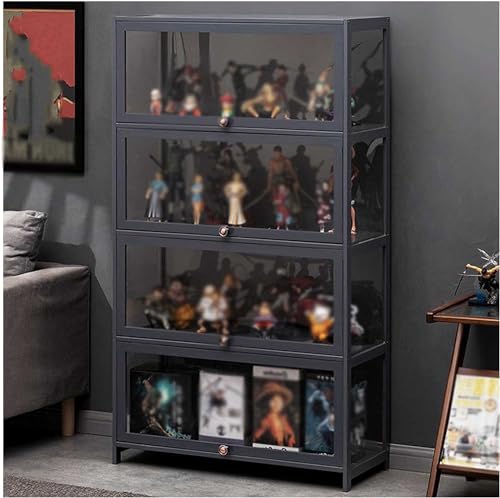 Taifuan Vitrine de Collection, Cadre en Bambou Naturel, Vitrine avec Portes en Verre,1/2/3/4/5 Niveaux Vitrine Salon de Rangement vitrines Modernes pour Objets de Collection,Bamboo+Acrylic Material