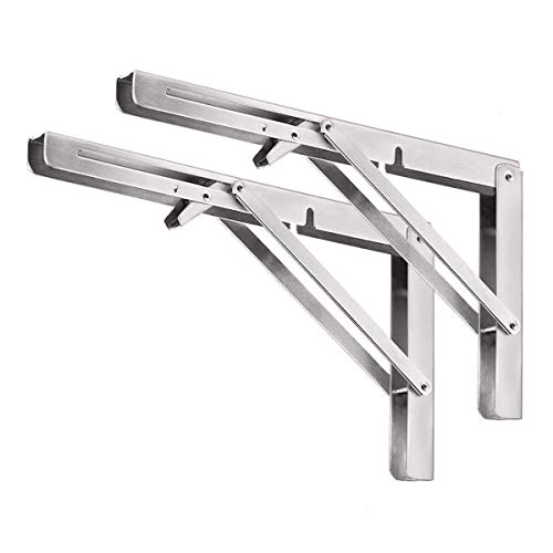 400mm Soporte para Estante Plegable - Escuadras Abatibles Soporte Pared de Acero Inoxidable para servicio pesado - Carga Máxima de Peso 181 kg (2 piezas) Cover