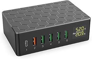 Kitbox 65W USB Charging Station,Multi USB Charger Station with 20W USB-C Power Adapter 18W QC 3.0 Port USB Charging Hub for Cell Phone Tablet etc,Black