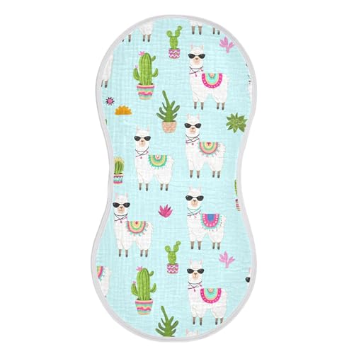 xigua Whimsical Llamas Muslin Baby Burp Cloths Set of 1, Super Soft & Absorbent Burping Rags, Cotton Burp Clothes Shower Gift for Newborn, Baby Girls and Boys
