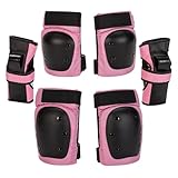 Children's Protector Set, Knee Pads, Elbow Pads & Wrist Guards, Protective Equipment for Scooters, Inline Skates, Skateboard & Bike, Breathable, Lightweight (Pink, XL)