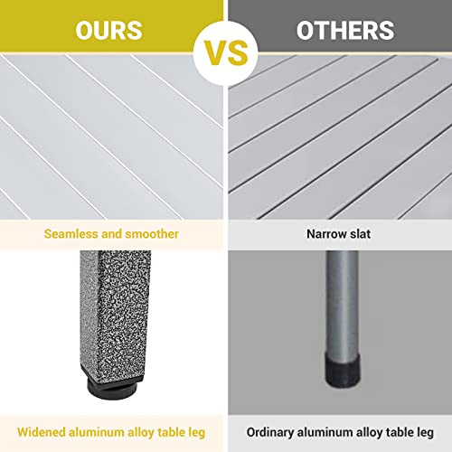 Kingcamp Spacious Tabletop Area Aluminum Compact Roll 4-6 Person Stable Adjustable Feet Table With Carry Bag For Outdoor Camp Picnic, Black/Siver_53.5"×27.5" With Storage Layer #TOP5