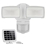 GLORIOUS-LITE Solar LED Security Lights, 2 Head Solar Motion Sensor Outdoor Light, 1000LM LED Flood Light with Solar Panel, 5500K, Easy to Install, IP65 Waterproof for Backyard, Porch