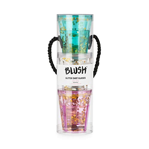 Blush Mermaid Glitter Shot Glasses, Sparkly Party Supplies For Cocktails, Stackable Shooters, 1.5 Oz, Set Of 3, Multicolor #TOP6