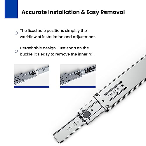 10 Pairs Push To Open Drawer Slides Heavy Duty Cabinet Drawer Slides 20Inch -Lontan Full Extension Ball Bearing Drawer Slides And Glides Dresser Kitchen,100 Lb Capacity Runner #TOP4