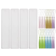 المرجعية العفن مع شرابات 4 Pcs مستطيل سيليكون مجوهرات صنع العفن مع 20 Pcs شرابات حريرية ملونة ل راتنجات الايبوكسي صب عيد الميلاد الحلي هدية العلامات الحرفية DIY 2.5 x14cm، مستطيل