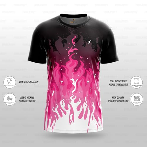 Image of YOURJERSEY Custom Sports Jersey for Men & Kids | Add Player Name | Personalised Cricket /Football /Badminton T-Shirt | Custom Team Jersey