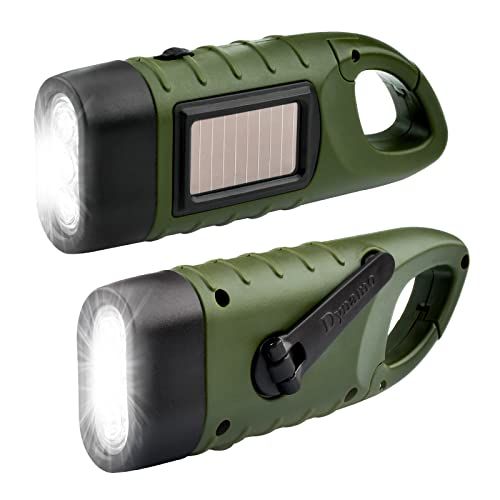 KKMOL Handkurbel Wiederaufladbare Taschenlampe 2PCS Kurbeltaschenlampe, Dynamo Taschenlampe Kurbel Notfall, Solar Taschenlampe mit Wandern Schnalle, Handkurbel Lampe für Outdoor/Camping Cover