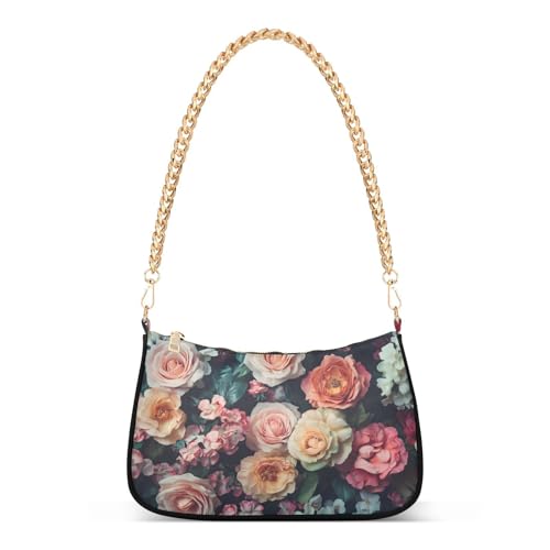 CEBUGI Crossbody Bags for Women Shoulder Purse Rose Flower Handbags Stylish Clutch Purse with Chain Strap