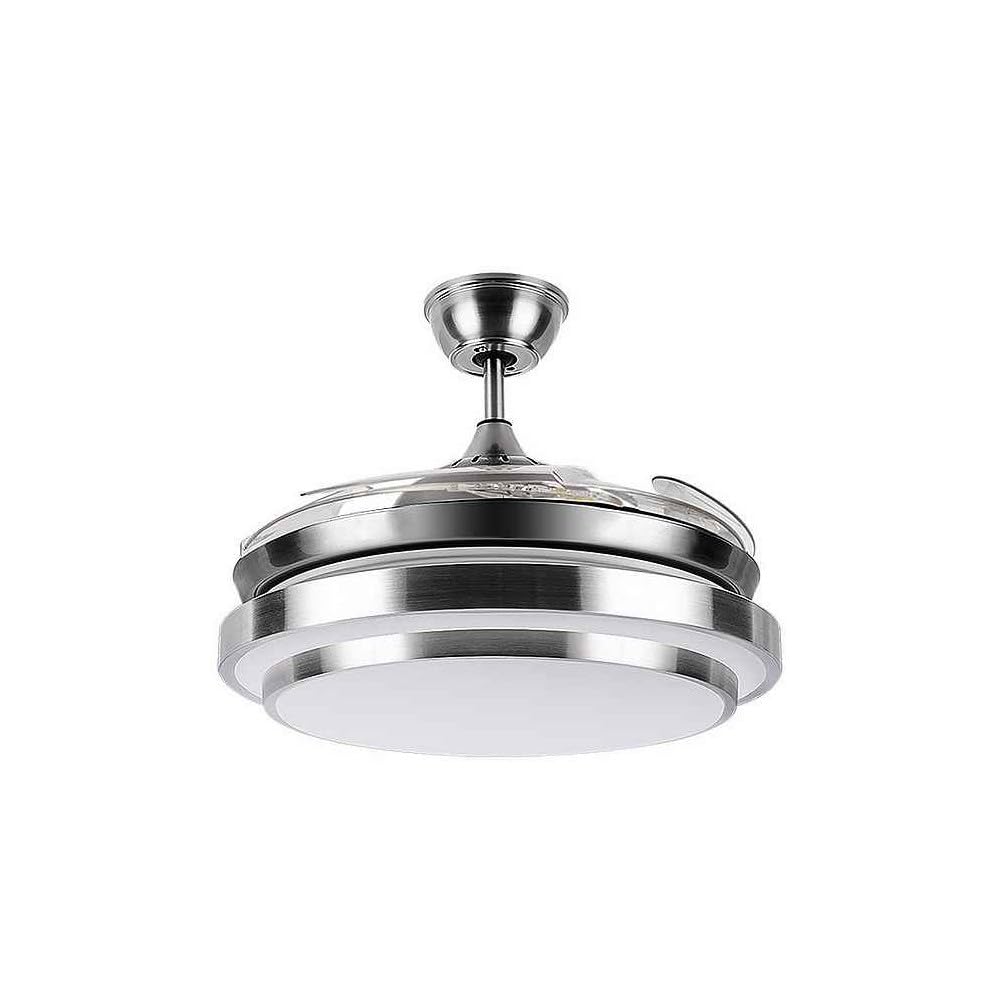 Ventilador con plafon led modelo IBE motor DC niquel FABRILAMP