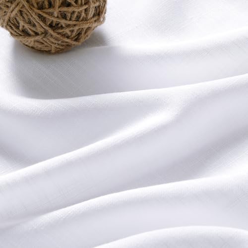Image of Nanspring Extra Long Linen Curtains 120 Inch for Living Room Snow White