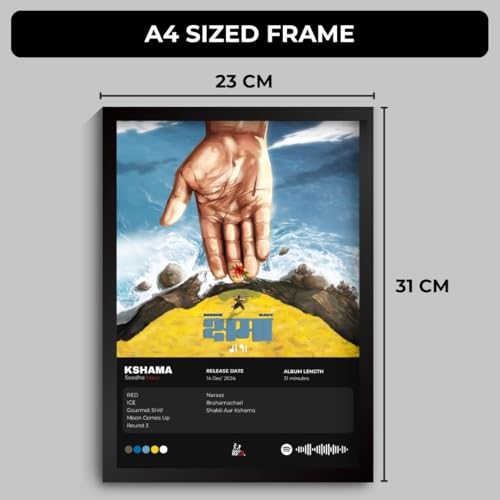 Image of Seedhe Maut Kshama Poster | Kshama Album Cover Framed A4 Poster of Desi Hip Hop Artist | DHH Album Cover Frame | Sleek Aesthetic Frame for Wall, Room Decor, Gifting, Study Table (F 134)