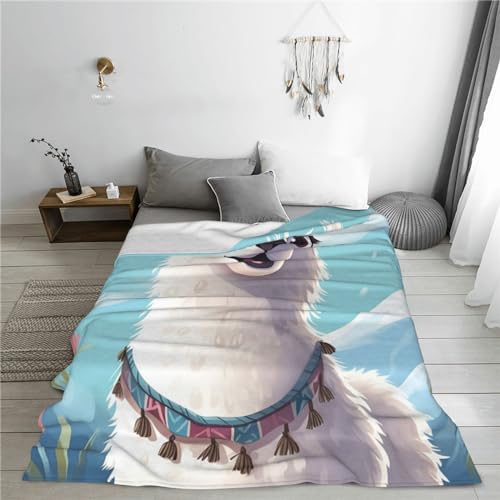 Couverture pour canapé flanelle douce légère plaid microfibre lama