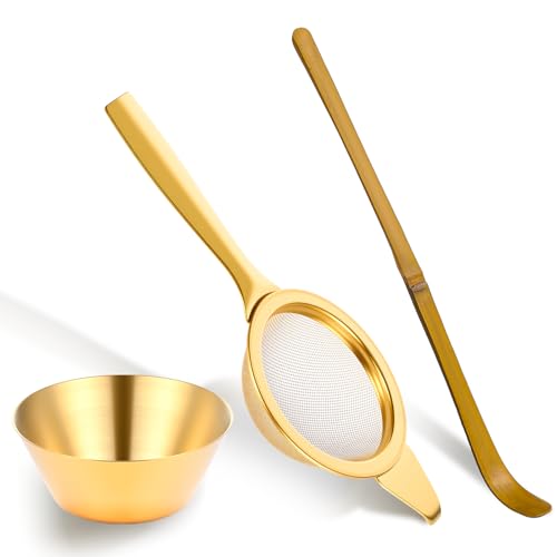 2.2 Mini Tea Sifter 30 Fine Mesh Strainer Stainless Steel Small Sifters Loose Leaf Matcha Sifter with Handle and Base for Loose Tea Coffee Cocktail