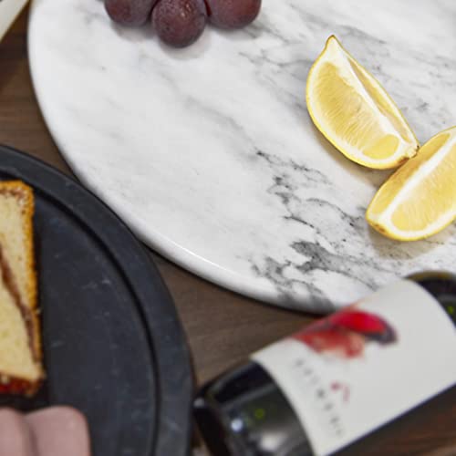 Kota Japan Premium Natural Stone Marble Round Cutting, Serving And Cheese Tray Board | 11.75" X 0.75" Stone Plate For Kitchen, Parties Or Bathroom Vanity #TOP2