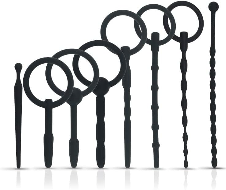 Juguetes sexuales - catéteres y sonidos Juego de tapones para el pene de 8 piezas Dilatador de pene de silicona masculina Varilla urethal