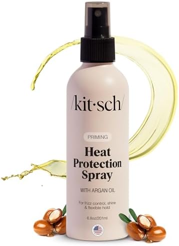 Kitsch Heat Protection Spray for Hair – Heat Protectant for Hair with Argan Oil – Styling Hair Spray for Frizz Control, Shine & Damage Protection – Protects Strands Up to 450°F – 6.8oz
