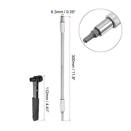Uxcell Flexible Drill Bit Extension Kits, 2 Set(48Pcs) Screwdriver Bit Set 1/4" Hex Shank Screw Driver Kit Handle Tools With 300Mm Flexible Extension Bit Shaft #TOP1