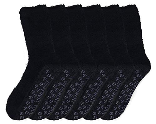 Image of Different Touch 6 Pairs Men's Women Soft Winter Cozy Fuzzy Slipper Socks, Soft Hospital Lounge Crew Socks
