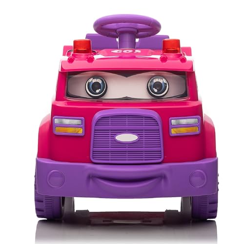 Nitoess 12V Ride On Toy for Boys Girls Ride On Trash Truck with Sound Effects,Kids Ride On Recycling Truck, Battery Powered Ride On Car w/Remote Control Recycling Cards Included,Pink