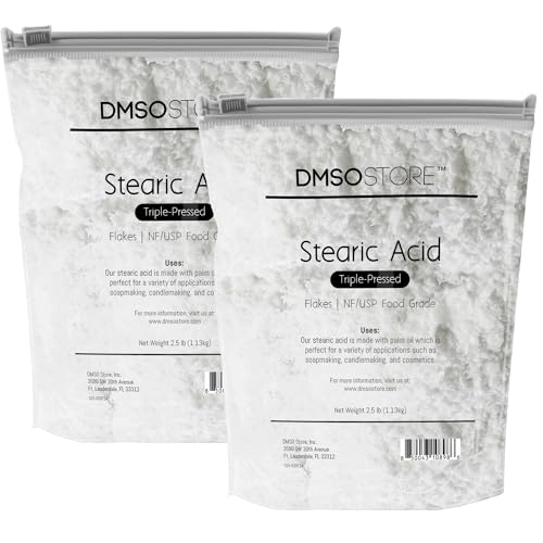 Stearic Acid 5 lb. White Flakes Triple Pressed NF/USP Food Grade A Natural, Palm Oil Used for Formulation Stability in Cosmetics, Candles, and Soap | No additives.