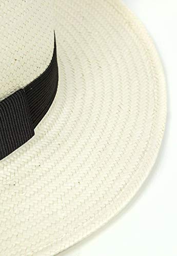 Chapéu Chapelaria Vintage Estilo Panamá Branco - Aba Média - Faixa Preta – P