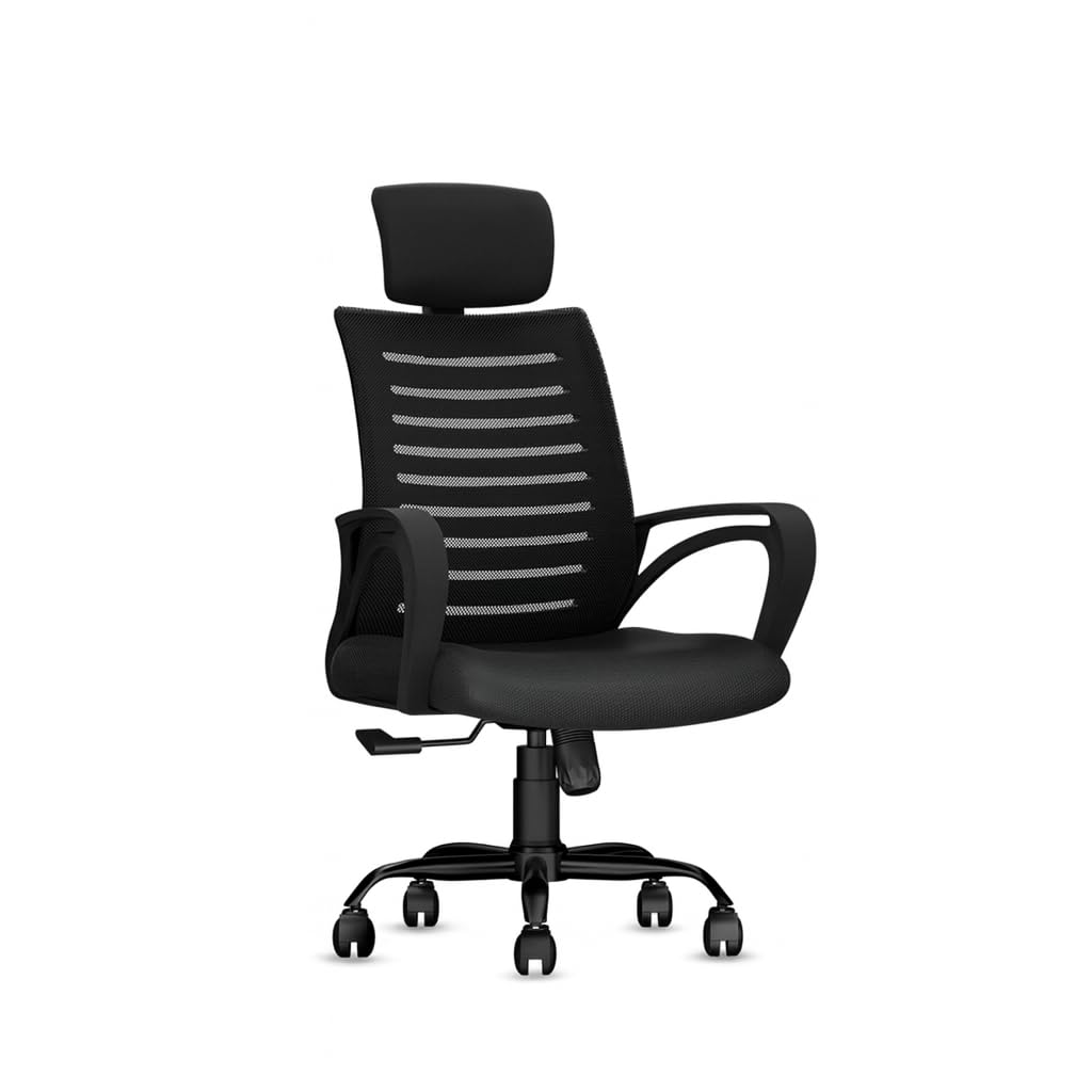 CELLBELL Desire C104 Mesh High Back Ergonomic Office Chair - Adjustable Seat Height, Sturdy Metal Base, Revolving Study & Computer Chair for Work from Home, Black